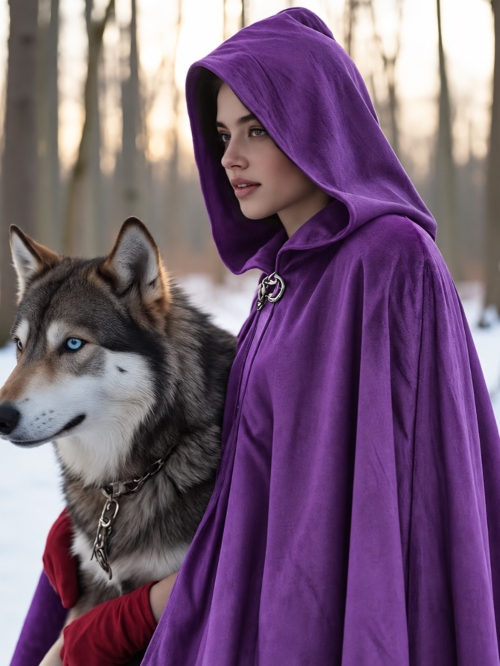 New Purple Medieval Gothic Hooded Cape Cloak Dramatic Costume Renaissance